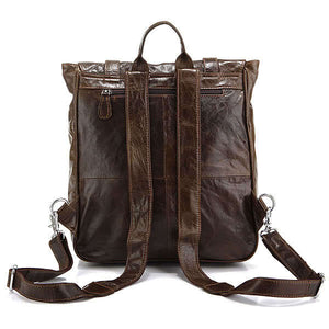 Oil Waxed Genuine Leather Travel Backpack