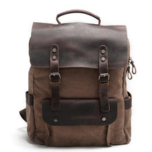 Load image into Gallery viewer, Canvas Genuine Leather Vintage Bagpack