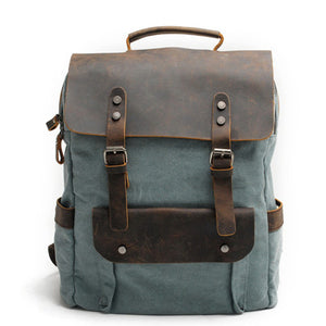 Canvas Genuine Leather Vintage Bagpack