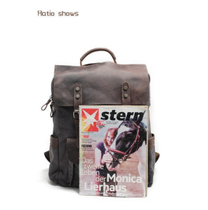 Canvas Genuine Leather Vintage Bagpack