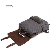 Load image into Gallery viewer, Canvas Genuine Leather Vintage Bagpack