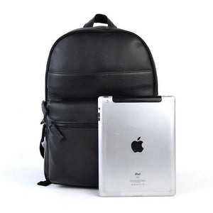 Men's Genuine Leather Backpack with USB Ear Plug Hole