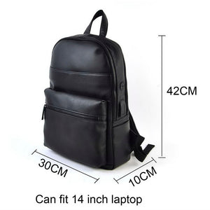 Men's Genuine Leather Backpack with USB Ear Plug Hole