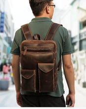 Load image into Gallery viewer, Genuine Leather Vintage Style Backpack