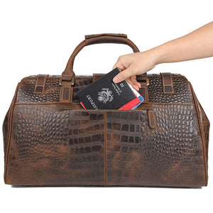 Vintage Genuine Cowhide Leather Travel Handbag