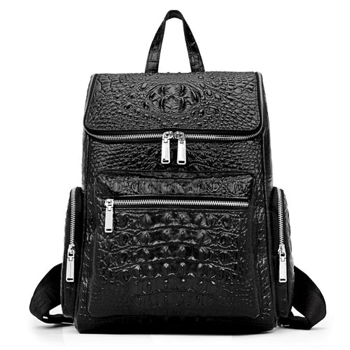 Crocodile pattern cowhide leather Backpack