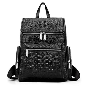 Crocodile pattern cowhide leather Backpack