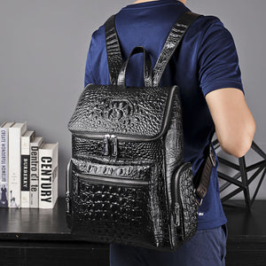 Crocodile pattern cowhide leather Backpack