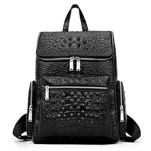 Crocodile pattern cowhide leather Backpack