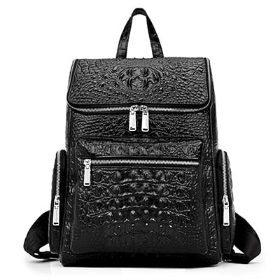 Crocodile pattern cowhide leather Backpack