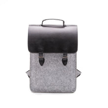 Load image into Gallery viewer, Felt and Vegan Leather Laptop Backpack - Light Grey